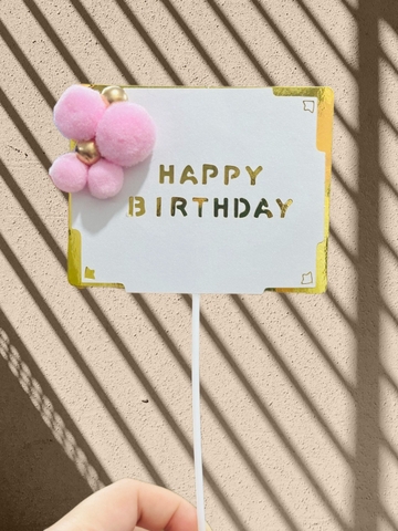Bảng giấy HPBD vuông gắn bông-HỒNG.