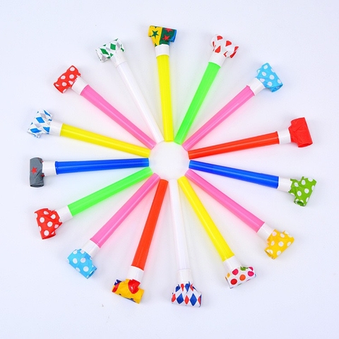 Set 10 còi thổi sinh nhật kute mix màu kt 11cm.
