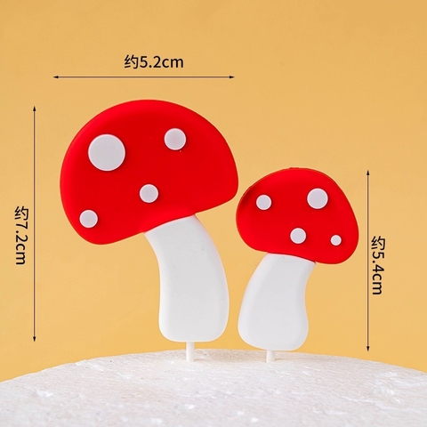 Tượng silicon - 2 nấm đỏ to nhỏ.