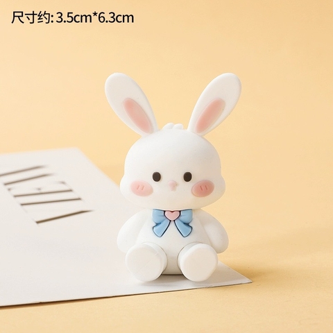 Tượng silicon - Thỏ trắng thắt nơ (dáng ngồi).