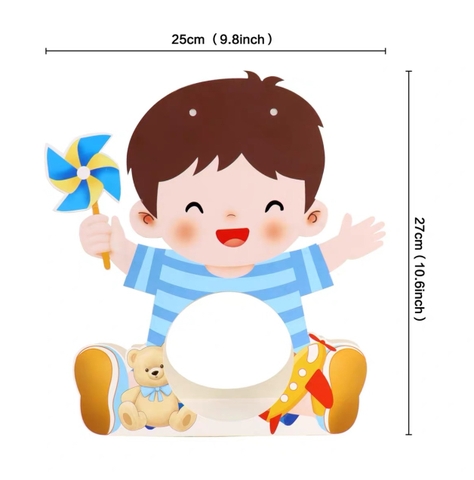Set 5 hộp cầu giấy em bé cầm chong chóng-BÉ TRAI.