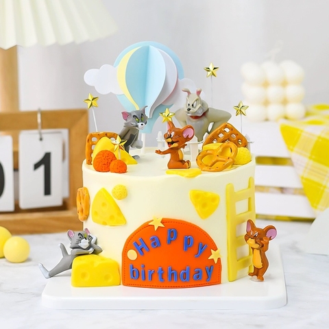 Set tượng nhựa đặc 5 chi tiết - Tom và Jerry.