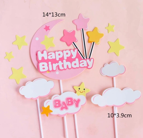 Set giấy trăng sao baby (HD)-HỒNG.