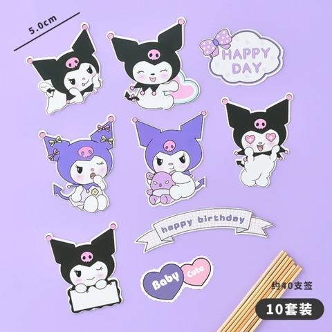 Combo 2 set giấy Kuromi (mix 2 màu tím nhạt và đen).