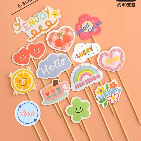 Combo 2 set giấy-mix nhiều chi tiết (chữ enjoy, quả cam, trái tim, cầu vồng, chữ hello).