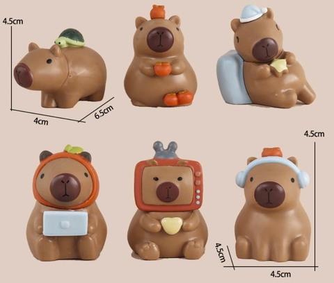 Set 6 chuột lang nước CAPYBARA siêu cấp NHỰA ĐẶC.