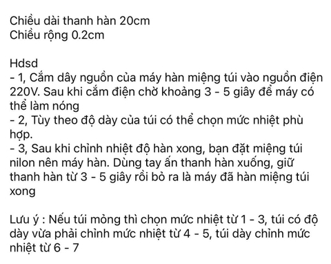 Máy dập hàn miệng túi điều chỉnh được nhiệt 260W (chiều dài thanh hàn 20cm x rộng 0.2cm).