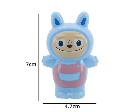 Tượng LABUBU nhựa cứng kt 7cm-XANH DƯƠNG hồng.