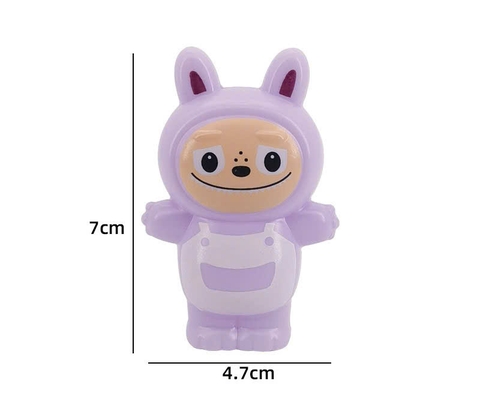 Tượng LABUBU nhựa cứng kt 7cm-tím trắng.