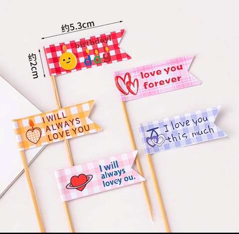 Set 60 thẻ giấy caro sắc màu chủ đề tình yêu (love you).