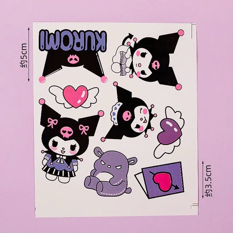 Combo 2 set giấy-kuromi và lá thư trái tim hồng.