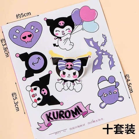 Combo 2 set giấy-kuromi và chùm bóng trái tim (mẫu mới).