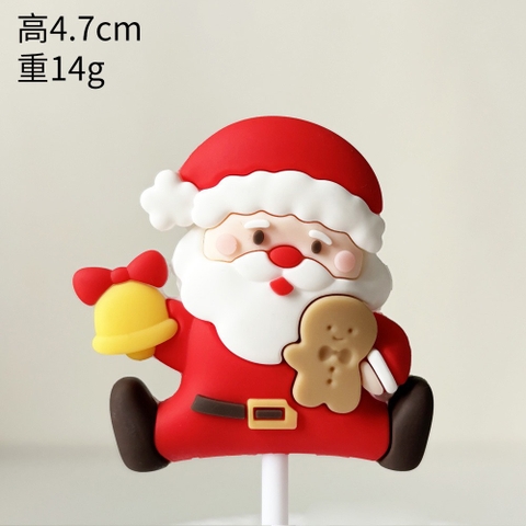 Tượng nhựa dẻo-ông già noel cầm chuông vàng.