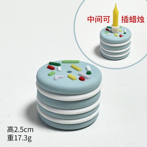 Bánh sinh nhật mini nhựa 1 tầng có cốm rắc trên mặt bánh (có thể cắm nến) -MÀU XANH.