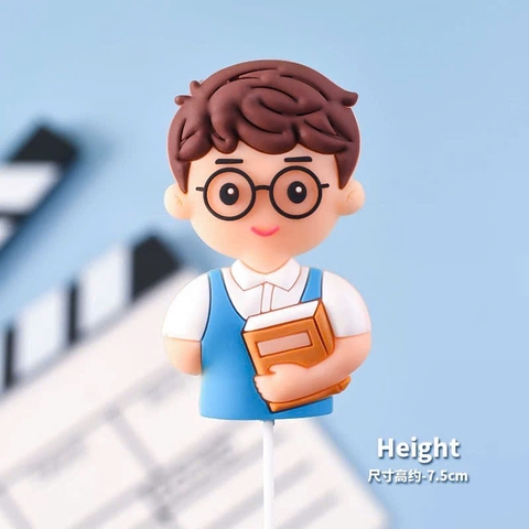 Tượng nhựa dẻo-thầy giáo áo xanh dương trắng9168.