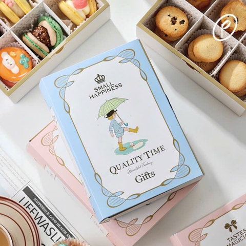 Set 10 hộp giấy hình quyển sách kt 20x13x6cm chia 6 ngăn (kt ngăn 6.5cmx6.5cm) -màu XANH.