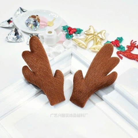 5 Đôi sừng  tuần lộc bằng vải size nhỏ 4x7cm-MÀU NÂU.
