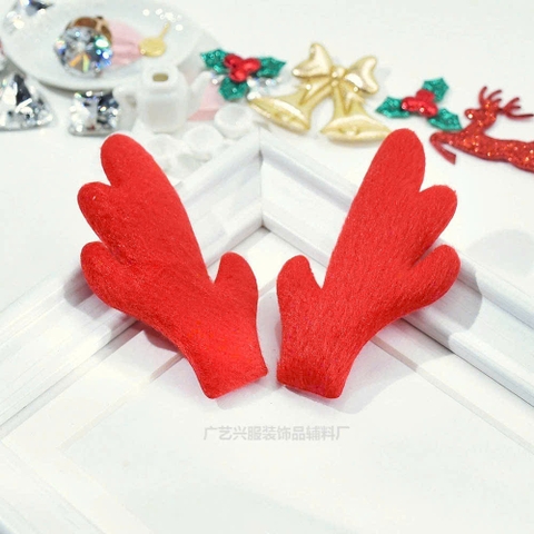 5 Đôi sừng  tuần lộc bằng vải size nhỏ 4x7cm-MÀU ĐỎ.