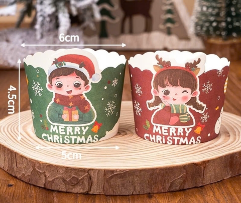 Set 50 cốc cupcake NOEL-hình mix bé trai và gái.