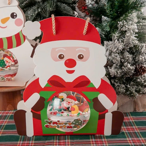 Set 5 hộp cầu NOEL - ông già noel ôm hộp quà thắt nơ đỏ.