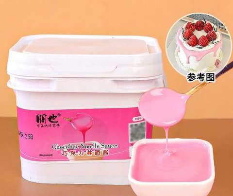 Paste socola phủ mặt bánh không cần làm nóng (hũ 1kg)-vị dâu (màu hồng).