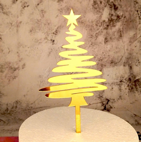 Set 10 mica cây thông noel không chữ gắn ngôi sao-VÀNG.