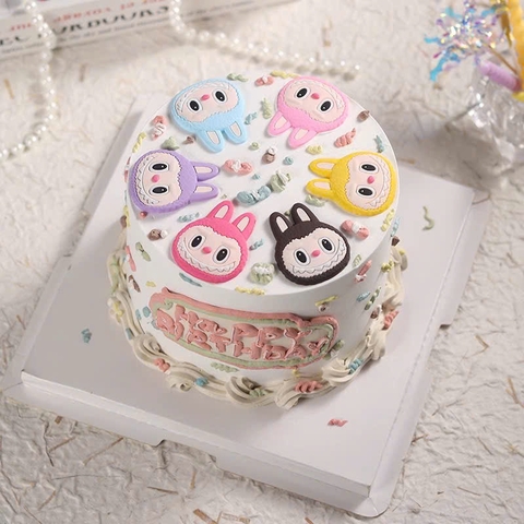 Set 10 tượng labubu nhựa dẻo mỏng mix màu kt 4.2cmx5cm9331.
