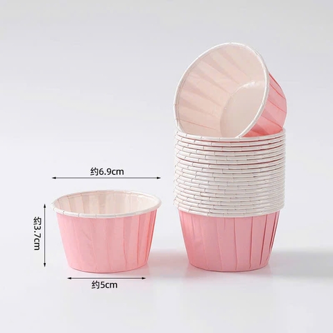 Set 50 cốc cupcake (HỒNG LÌ-TRẮNG).