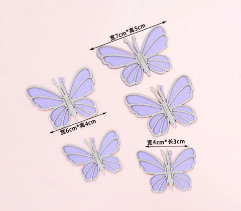 Set 5 bướm giấy 2 lớp - TÍM BẠC.