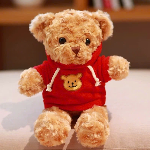 Gấu bông NÂU-áo ĐỎ kt 30cm.