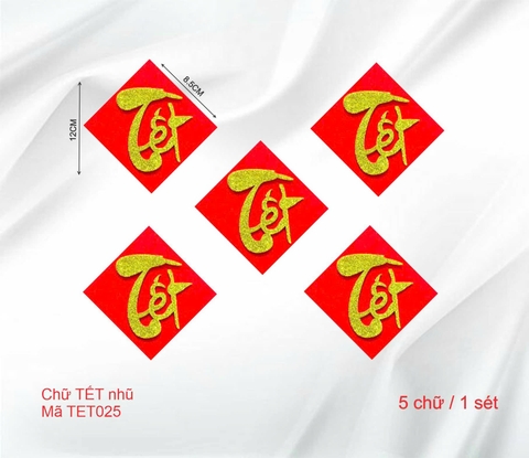Sét giấy TẾT-5 chữ TẾT vàng nền đỏ.