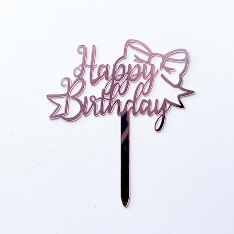 Set 10 mica HPBD gắn nơ lệch-màu HỒNG.