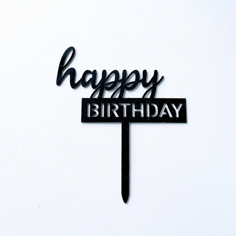 Set 10 mica HPBD chữ Birhday khối chữ in-màu ĐEN.
