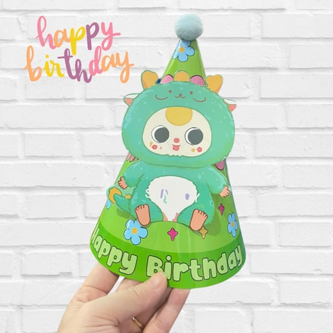 Set 10 mũ 3D cán bóng giấy đẹp kt dk 13cmx cao 20cm - Babythree xanh lá.m12