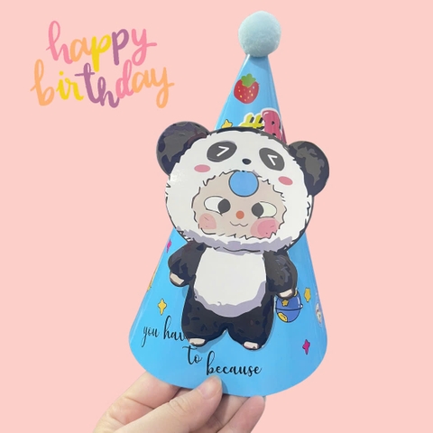 Set 10 mũ 3D cán bóng giấy đẹp kt dk 13cmx cao 20cm - Babythree nền xanh dương.m18