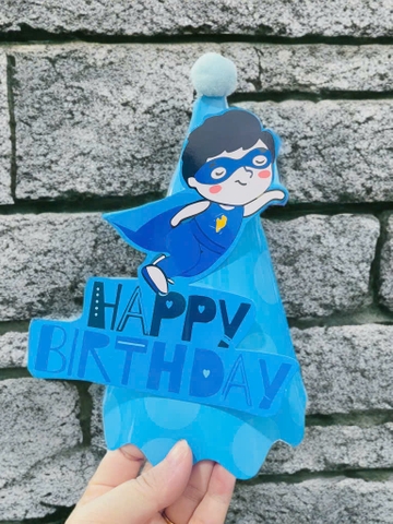 Set 10 mũ 3D cán bóng giấy đẹp kt dk 13cmx cao 20cm - super boy.m11
