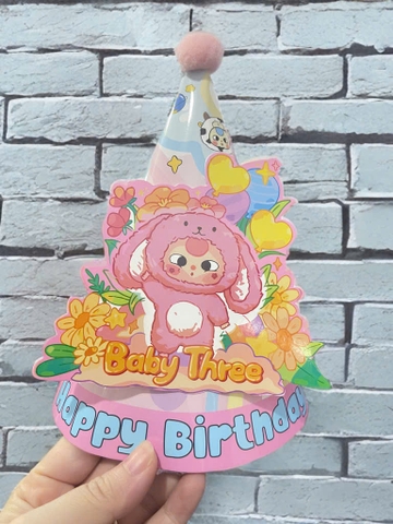 Set 10 mũ 3D cán bóng giấy đẹp kt dk 13cmx cao 20cm - Babythree hoa mix.m15