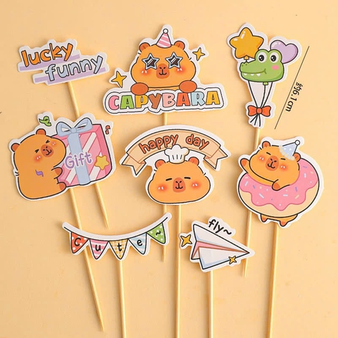 Combo 2 set giấy - capybara hộp quà và chữ lucky funny.
