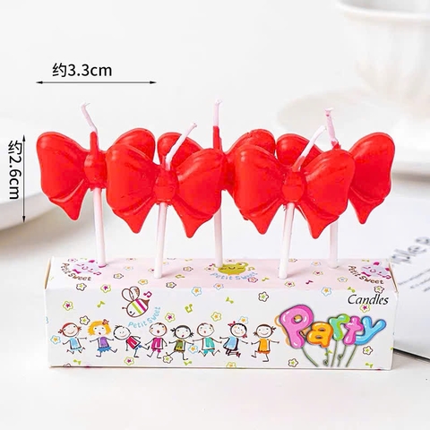 Vỉ 5 cây nến hình nơ -MÀU ĐỎ.