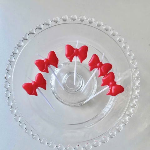 Vỉ 5 cây nến hình nơ -MÀU ĐỎ.