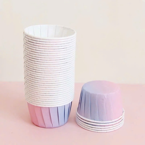 Set 50 cốc cupcake (HỒNG PHA TÍM - TRẮNG) kt 4x5x7cm.