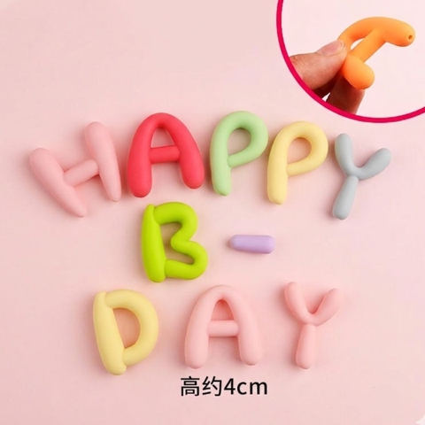 Chữ HPBD silicon SIZE TO (cao 4cm) -sắc màu (MÀU SÁNG -mẫu mới).