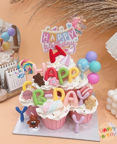 Chữ HPBD silicon SIZE TO (cao 4cm) -sắc màu (MÀU SÁNG -mẫu mới).