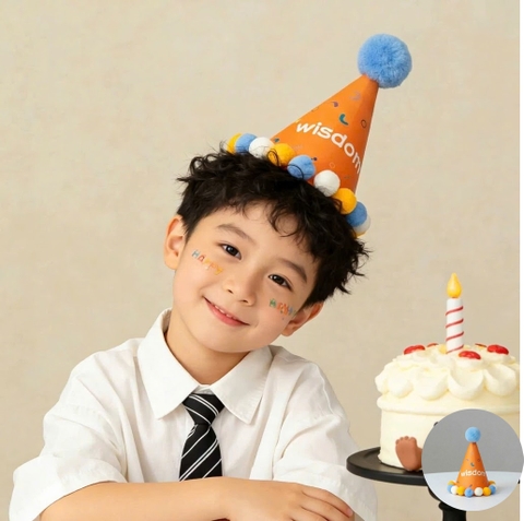 Set 10 mũ bông không gắn sẵn - màu CAM (cục bông màu vàng, xanh) (size 14X17cm).