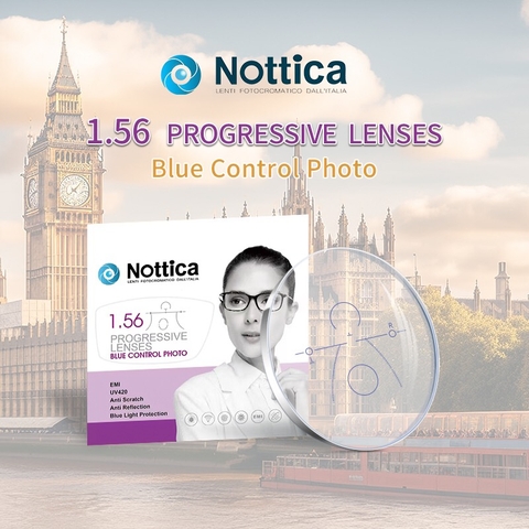 Tròng Kính Đa Tròng Đổi Màu Đen Khói Lọc Ánh Sáng Xanh Nottica 1.56