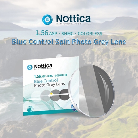 Tròng Kính Đổi Màu Đen Khói Lọc Ánh Sáng Xanh Nottica 1.56