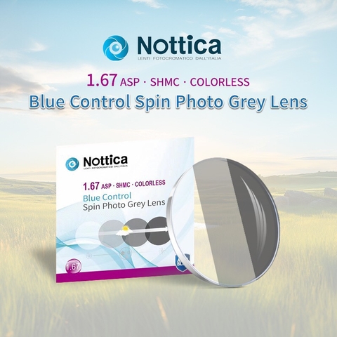 Tròng Kính Đổi Màu Đen Khói Lọc Ánh Sáng Xanh Nottica 1.67