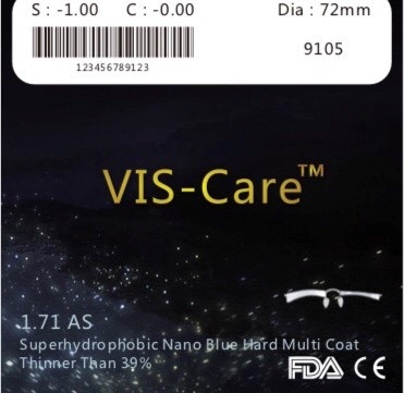 Tròng siêu mỏng chống ánh sáng xanh Vis-care 1.71