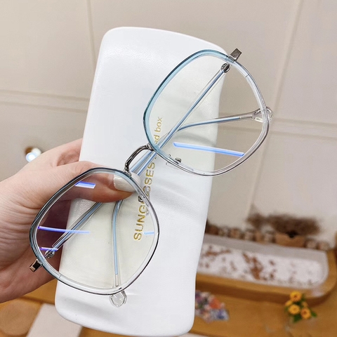 Kính chống ánh sáng xanh kim loại lớn nữ 6073