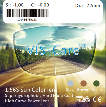 Tròng mát cận Vis-care 1.56 SUN LENS SHMC (KHÓI, TRÀ,XANH RAYBAN G15)
